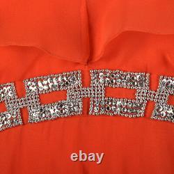 Xxs 1970 Mousseline Halter Robe Sans Manches Sheer Vtg Party Strass Prom Holiday