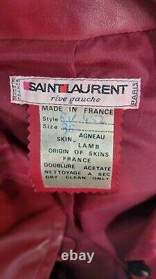 Yves Saint Laurent Ysl Femme 1970 Vintage Rouge Lambskin Bouton Veste 36