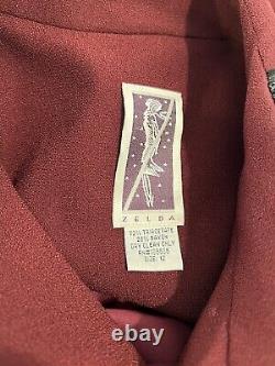 ZELDA Veste de tailleur bordeaux vintage des années 90 taille 12 USA Beaux détails! Impeccable